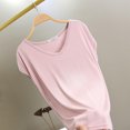 thumbnail image 2 of FRSASU T-Shirt de Sommeil Uni pour Femme Haut de Pyjama à Col en V Rose, 2 of 8