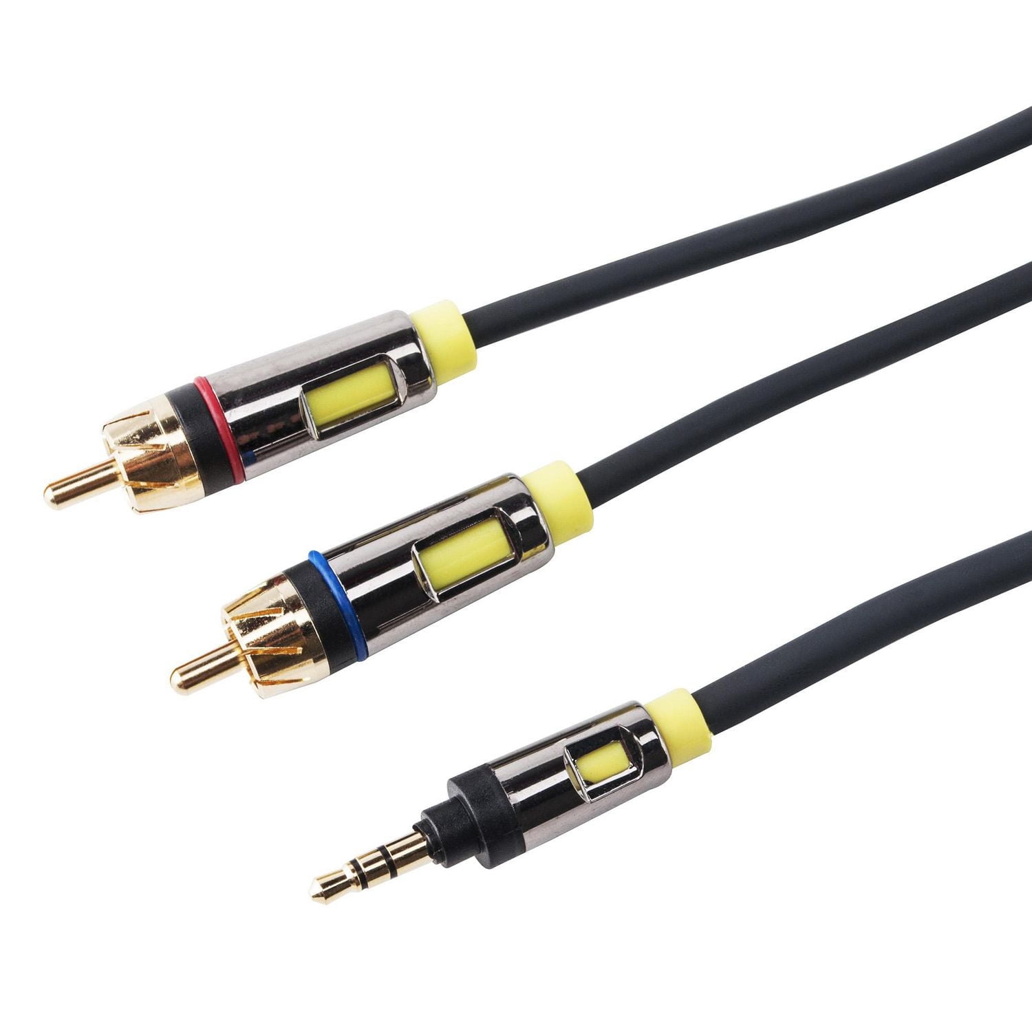 Câble audio 3,5 mm vers 2 RCA mâles avec contacts en or de 1,8 m (6 pi) onn.