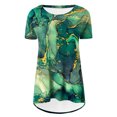 thumbnail image 5 of Pompotops Femmes Été Col Rond Ample Tops Casual Imprimé Manches Courtes Chemisier Dégagement, 5 of 5