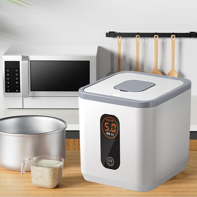 LSLJS Protection contre les Marées Seau à Riz Scellé Boîte de Rangement Alimentaire pour la Maison Bocal de Rangement pour Riz Couvercle à Pression Conception Résistant aux Hautes Températures Peut Contenir 5 kg de Riz, Seaux à Riz