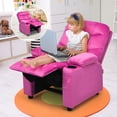 thumbnail image 3 of Gymax Kids Youth Recliner Chair Velvet Fabric w/Cup Holder & Side Pocket Pink, 3 of 10