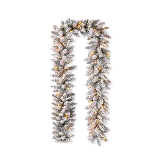 A Flocked Pine And Holly Berry Decorative Vines 5.9 Feet Length For Christmas Tree And Home Holiday Decor