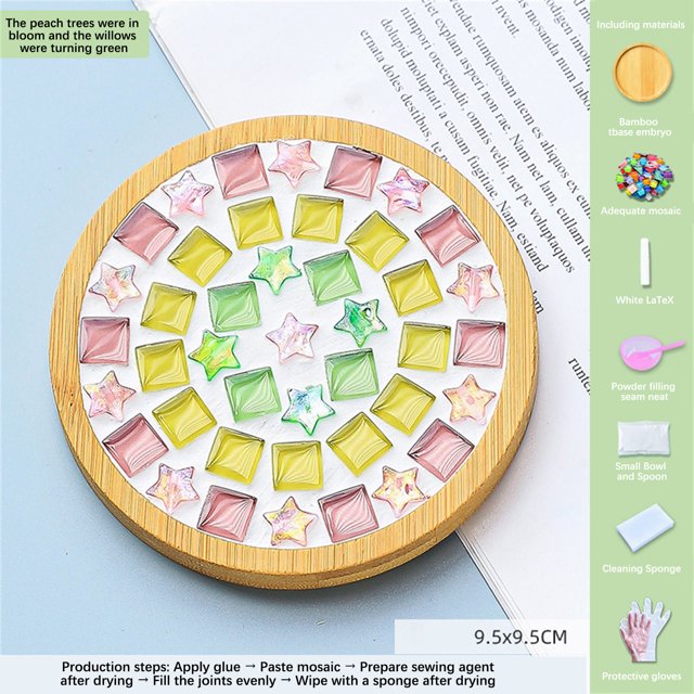 RKSTN Kitchen Utensils Set Kitchen Essentials Crafts Mosaicss Tile Set Wooden Cup Mats Mixed Color Mosaicss Set Crafts Pack 6ml Kitchen Decor