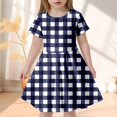 thumbnail image 2 of LUOGENLI Robe Mode pour Enfants à Carreaux Ajustée à Manches Courtes (6 14 Ans) Jupe Maxi avec Short Bleu Marine 6-7 Ans, 2 of 4