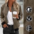 thumbnail image 2 of Womens Fashion Jacket Casual Stand Collar Zip Up Lightweight Coat Fall Color Block Jackets with Pockets Brown XL, 2 of 8