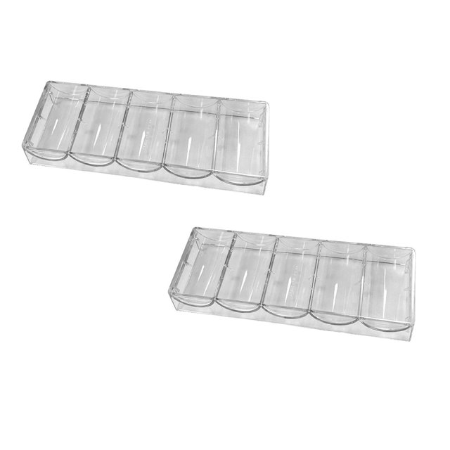 Oleegame 2PC Spoon And Lid Rest Acrylic Chip Box Texas Poker Acrylic Club Chip Rack Transparent Chip Rack Chip Plate Clear
