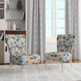 thumbnail image 2 of Designart "Gingham Elegance In Blue And Beige" Beige Floral Upholstered Accent Chair - Cottage Arm Chair For Living Room, 2 of 7