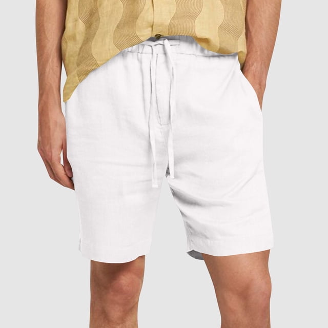 Gspmoly Shorts for Men, Muscle Men'S Casual Shorts Imitation Cotton and Linen Texture Shorts Solid Color Tied Five Quarter Pants Thin Men'S Shorts Swim Trunks for Men