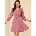 thumbnail image 2 of INSPIRE CHIC Robe en Chiffon Fluide à Manches Mi-Longues et Col en V pour Femmes, 2 of 6