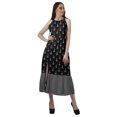 thumbnail image 2 of Moomaya Robe de Vacances pour Femmes en Rayonne, Col Licou, Sans Manches, Fente avant, Robe Imprimée, 2 of 4
