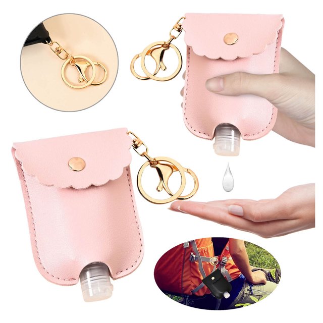 Cqxid Glass&Bottle Under $5 Hand Sanitizer Holder Keychain Bottle Container With Cover For Outdoor Storage