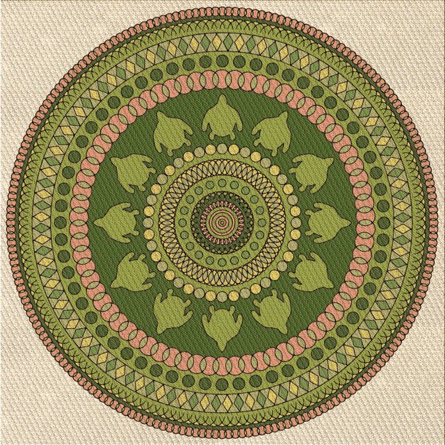 Ahgly Tapis d'Intérieur Lavable en Machine Carré Transitionnel Brun Gingembre Vert, 6 Pieds Carré