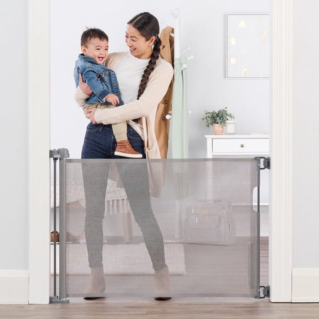 Barrière de sécurité rétractable Regalo pour bébé, barrière en maille murale de 50 po pour portes et escaliers, réglable, indicateur de verrouillage, quincaillerie incluse