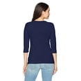 thumbnail image 2 of Hanes 00090563950898 T-Shirt Raglan pour Femmes en Coton Extensible, Bleu Marine - Très Grand, 2 of 2