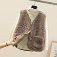 thumbnail image 1 of Mikilon Women Pocket Vest Coat Short Jacket Winter Sleeveless Fleece Button Solid Outerwear, 1 of 3