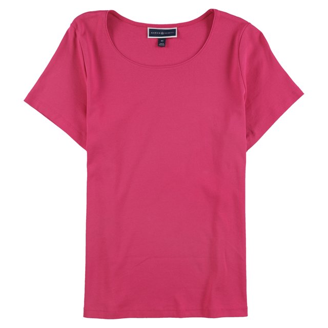 Karen Scott T-Shirt Basique Uni pour Femmes, Rose, Grande Taille, 2X