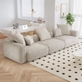 thumbnail image 4 of The Magic Home 3-Seater Modular Convertible Corduroy Sectional Sofa, Beige, 4 of 9
