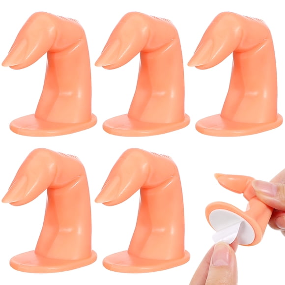 Miangastore 5pcs Practice False Finger Model with Nail Tips for Hand Manicure Nail Art Training