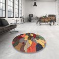 thumbnail image 3 of Ahgly Company Indoor Round Abstract Red Brown Abstract Area Rugs, 7' Round, 3 of 6