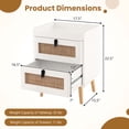 thumbnail image 3 of Costway 2 PCS Modern Nightstand End Bedside Table with 2 Rattan Drawers & Solid Wood Legs, 3 of 10