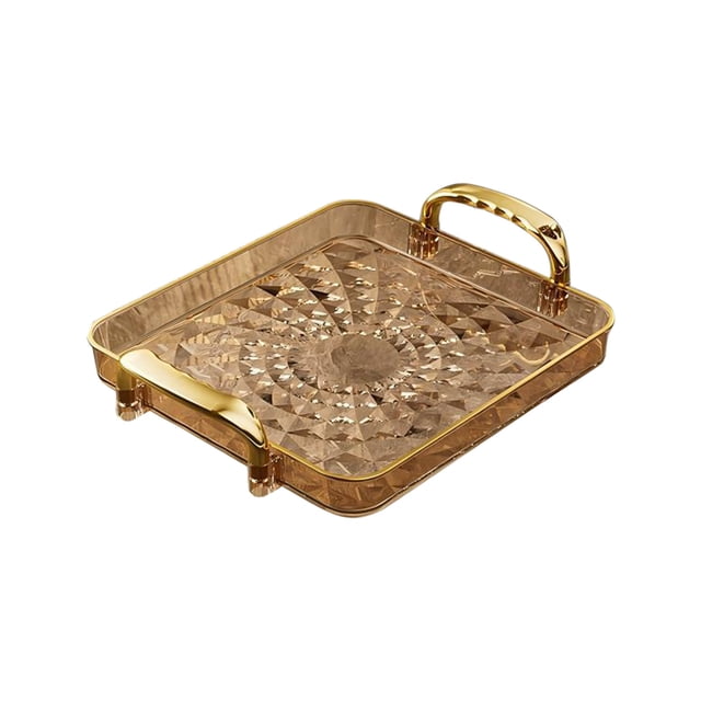 D Serving Tray With Handles Rectangular Snack Tray For Tea Cups Fruits Desserts Living Room Party Plastic Dishwasher Safe D