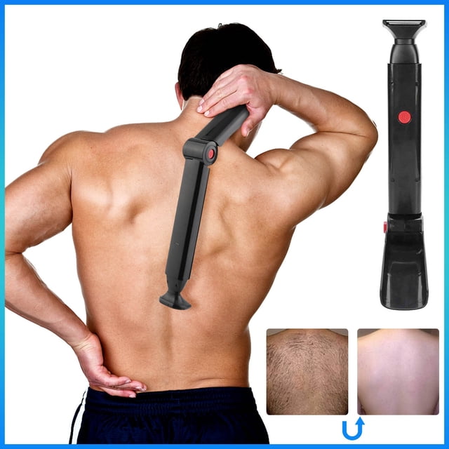 Long Handle Back Shaver For Men Foldable Back Shaver Rechargeable Body Hair Trimmer,Black Hair Remover