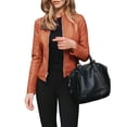 thumbnail image 1 of Wangsaura Veste en Faux Cuir pour Femmes, Veste de Motard Coupe Ajustée à Manches Longues, 1 of 5