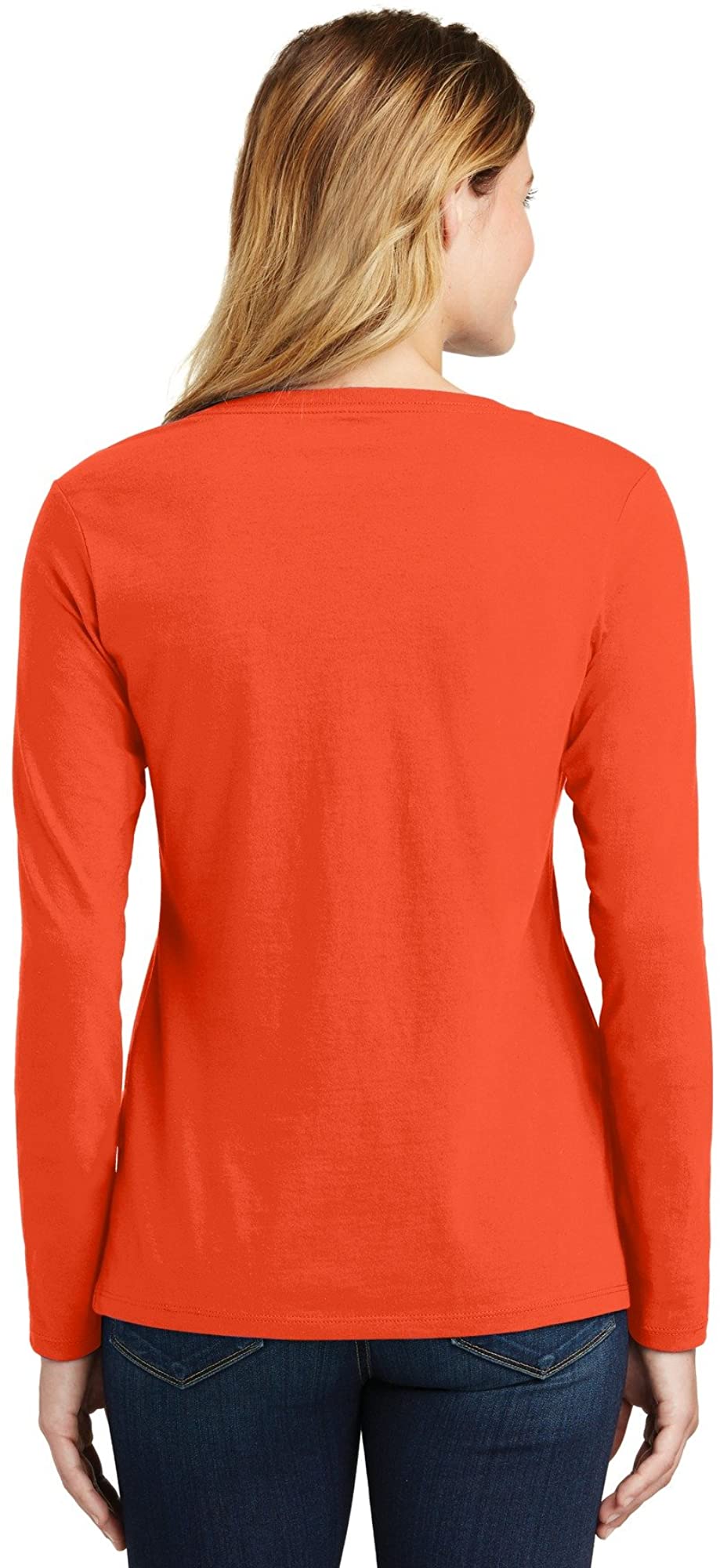 Port & Company ®  Ladies Long Sleeve Fan Favorite V-Neck Tee. Lpc450vls Xs Orange