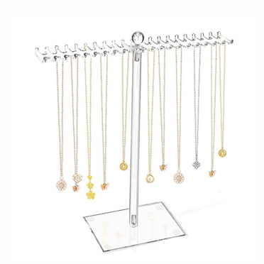 Ycandiee Jewelry Stand, Necklace Holder, Acrylic Jewelry Display Holder, Necklace Hanging Organizer, Clear Tower Stand for Necklaces, Pendant, Bracelets, Ring