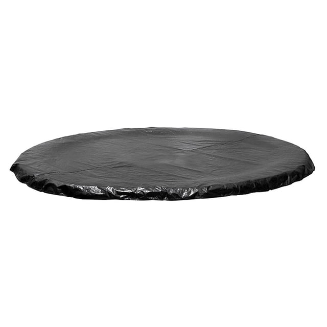 Round Trampoline Resistant Protective Covers for Round Trampoline 12ft, featuring a black waterproof design with elastic edges and s-shaped hooks for secure installation. Made of durable, weather-resistant material to protect trampolines from dust, sunlight, rain, and snow. Often used for seasonal trampoline storage.