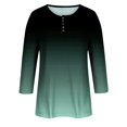 thumbnail image 5 of Yuyuzo Womens 3/4 Sleeve Tops Basic Button Crew Neck Solid Color Loose Fitted Tunics Tee Blouses, 5 of 5