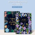 thumbnail image 3 of CUITING 2025 Flower Planner Calendar Elegant English Weekly and Monthly Diary with Coil Binding  Back Pocket and Thick Paper Features Floral Design  Holiday Labels, 3 of 8