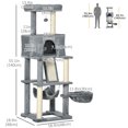 thumbnail image 3 of PawHut Cat Tree Tower for Indoor Cats Condo Scratch Post Grey 55", 3 of 10