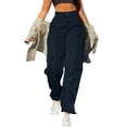 thumbnail image 2 of Timegard Cargo Pants for Women High Waist Straight Leg Active Hiking Outdoor Pants Fall Solid Color, 2 of 6