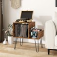 thumbnail image 4 of Gymax Record Player Stand Turntable Stand w/ Built-in Charging Station Metal Legs Rustic Brown, 4 of 10