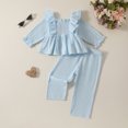 thumbnail image 2 of cfhntfmh Infant Baby Girls Clothes Toddler Sets Long Sleeve Ruffle Dress Pants Set Solid Color Baby Girl Fall Winter Outfits, 2 of 3