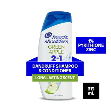 Head & Shoulders Dandruff Shampoo and Conditioner 2-in-1, Protection from Flakes, 1% Pyrithione Zinc, Long Lasting Green Apple Scent, 613 mL
