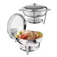 thumbnail image 4 of BeesClover Plat Anti-Frottement pour Buffet, Ensemble de 5 Qt de Plats Ronds Anti-Frottement pour Buffet avec Porte-Couvercle, Réchauds et Réchauds Alimentaires en Acier Inoxydable avec Cuillère et Pinces pour Fêtes, Mariages, 4 of 8