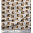 thumbnail image 1 of Soimoi Brown Silk Fabric Monitor & Bossy Girl Print Fabric by Yard 42 Inch Wide, 1 of 3
