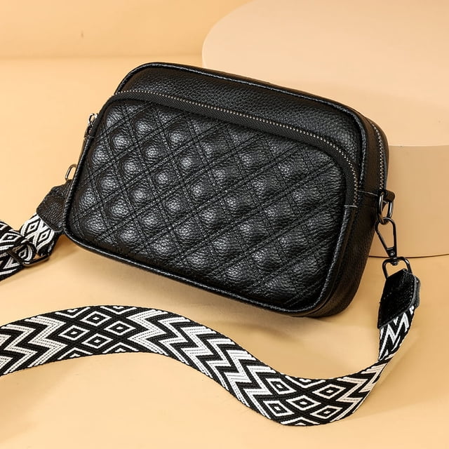 Women Crossbody Bag Color Clash PU Tote Bag Chain Simple Female Commuter Handbag