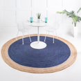 thumbnail image 1 of Indian Handmade Braided Inner Navy Blue Natural Jute Area Rug, Home Décor Rug, Jute Rug for Bedroom, Dining Room, living room, Doormat Rug Size - 3' Round (90 cm x 90 cm), 1 of 5