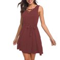 thumbnail image 1 of CEHVOM Ladies Solid Color Cross Strap V-Neck Belt Sleeveless Vest Mini Dress, 1 of 6