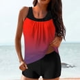 thumbnail image 2 of FAVIPT Women Tummy Control Two Piece Bathing Suit Printed Modest Athletic Swimsuits Tank Top with Shorts 2026 Red,XL, 2 of 5