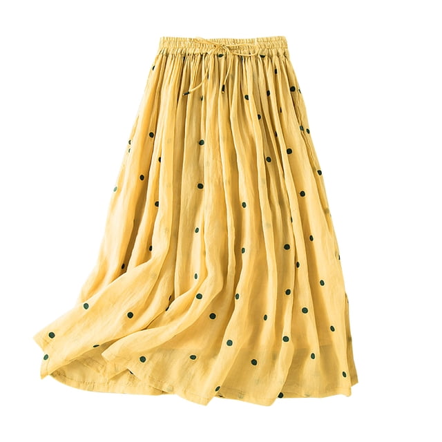 Jupe Longue d'Été pour Femmes, Mode, Imprimée, à Pois, Bandage, Grande Jupe, Jupe Courte