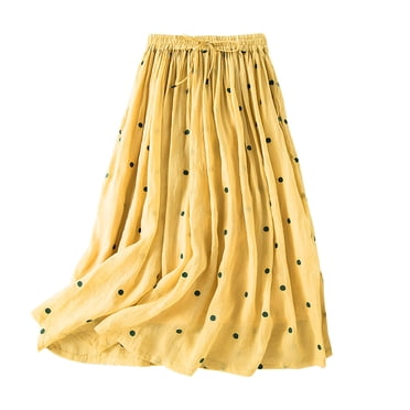 Cameland Jupe Courte d'Été pour Femmes, Mode, Imprimée, à Pois, Bandage, Grande Jupe Évasée