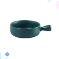 thumbnail image 3 of Round Ceramics Baking Plate Practical Household Handle Baking Tray Fruit Salad Plate for Home Kitchen Bakery (Green), 3 of 8