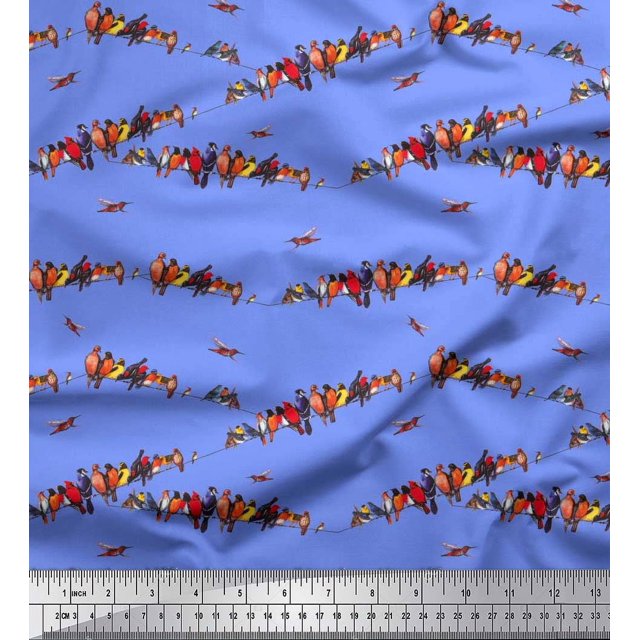 Soimoi Velvet Fabric Colorful Bird Decor Fabric Printed Yard 58 Inch Wide