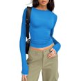 thumbnail image 1 of ORUYROP Womens Long Sleeve Fall Fashion 2023 Crop Tops Basic Layering Workout Slim Fitted T Shirts Y2K Tops, 1 of 5