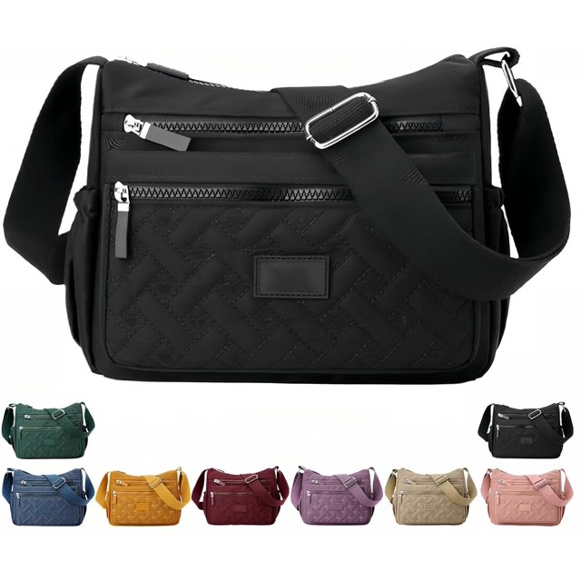 Sac Bandoulière Apparent, Sac Messager en Nylon, Multi-Poches, Grande Capacité Imperméable