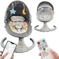 thumbnail image 1 of 5‑Speed Electric Baby Swing with Bluetooth Music, Remote & Timer – Portable Infant Bouncer for Newborns to 12 kg – Memory‑Foam Seat, Silent Motor & 5‑Point Harness (Gray), 1 of 11